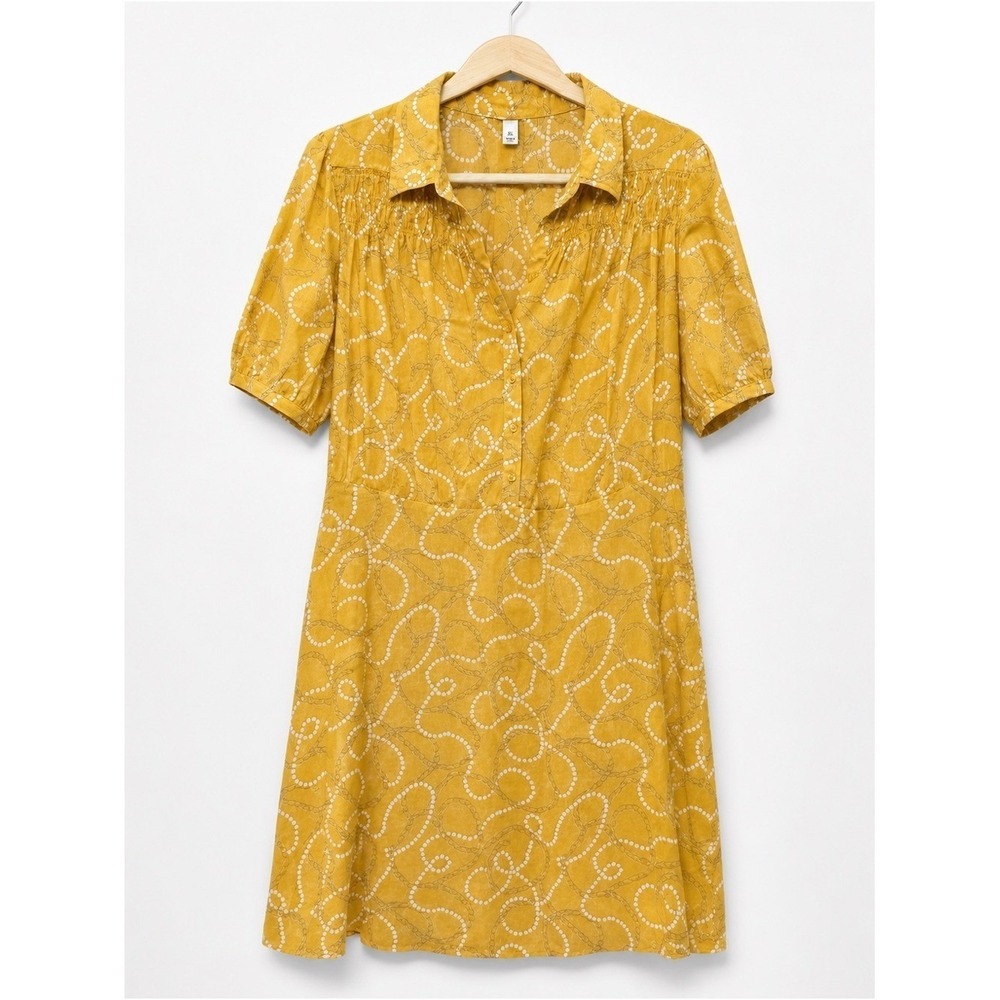 Mustard Yellow Short Sleeve Shirt Dress